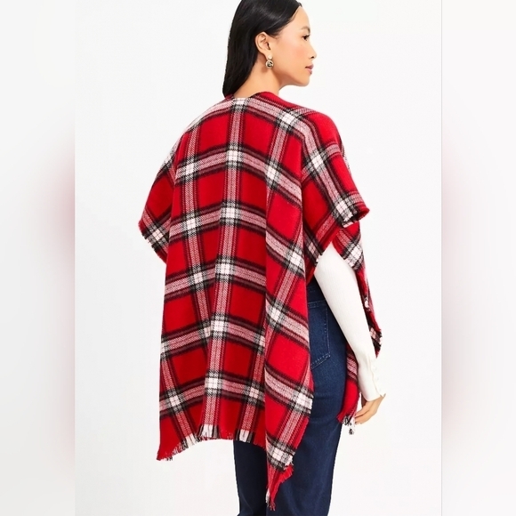 NWT | Ann Taylor LOFT | Plaid Wrap | Size: M/L | Color: Tango Red - Picture 3 of 10